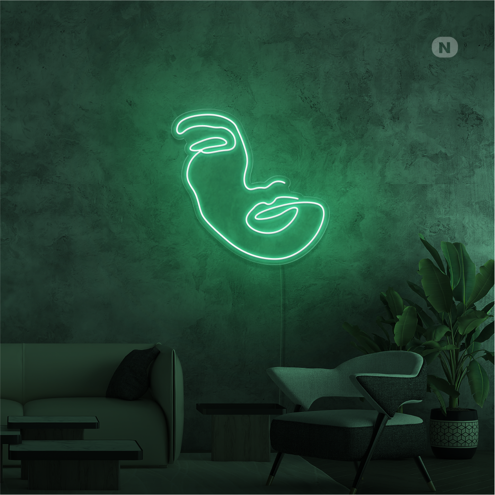 Neon Sign Woman Face