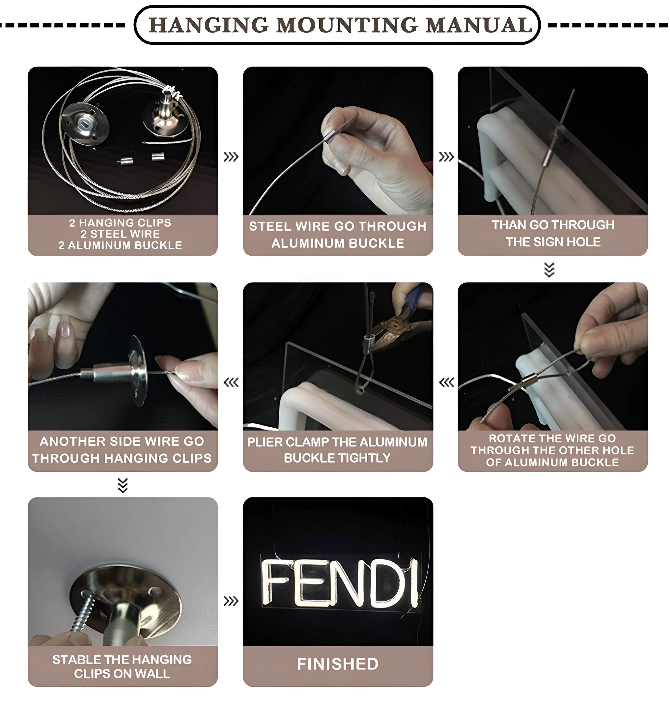 Neon LED Hanging Ceiling Cable (2 cables)