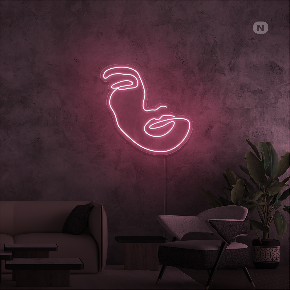 Neon Sign Woman Face