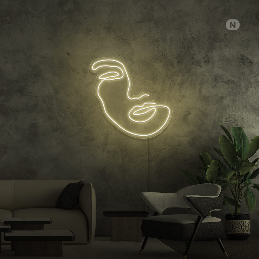 Neon Sign Woman Face