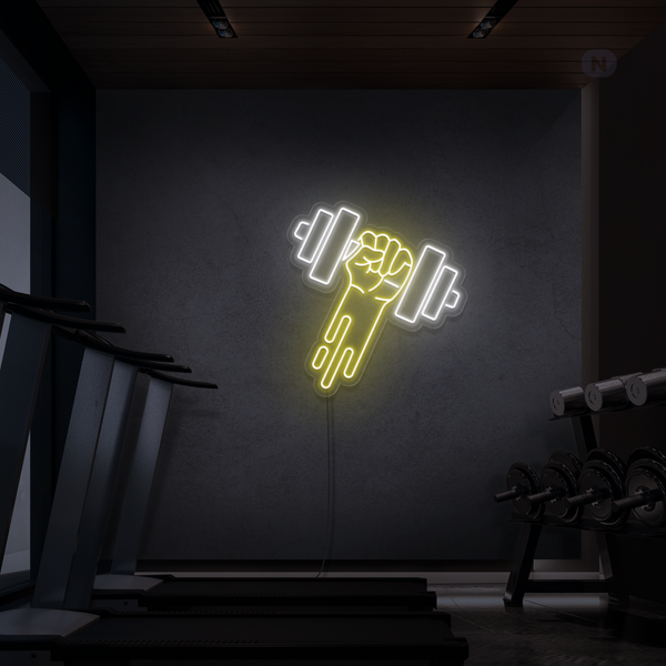 Neon Sign Gym Dumbbell