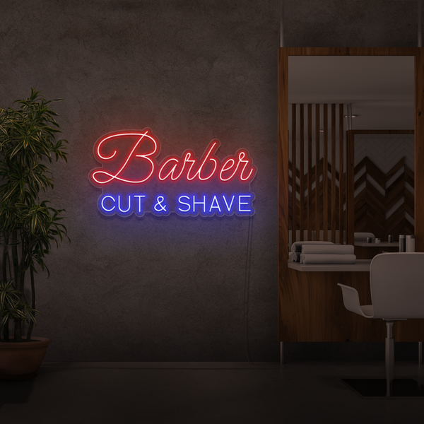 Neon Sign Barber Cut & Shave