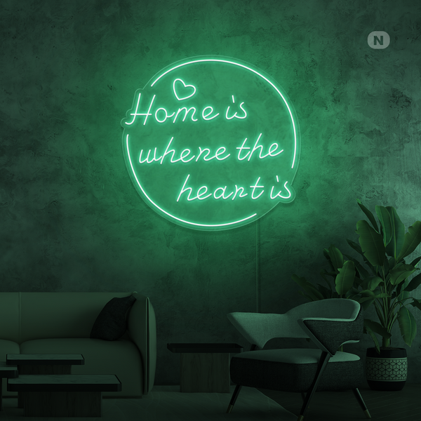 Neon Sign home is where the heart is